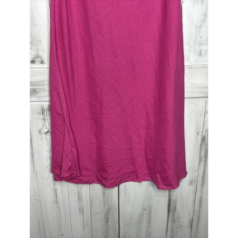 CP SHADES 100% LINEN BRIGHT HOT PINK ELASTIC WAIST AIRY FLOWY MAXI SKIRT SMALL - Picture 2 of 9